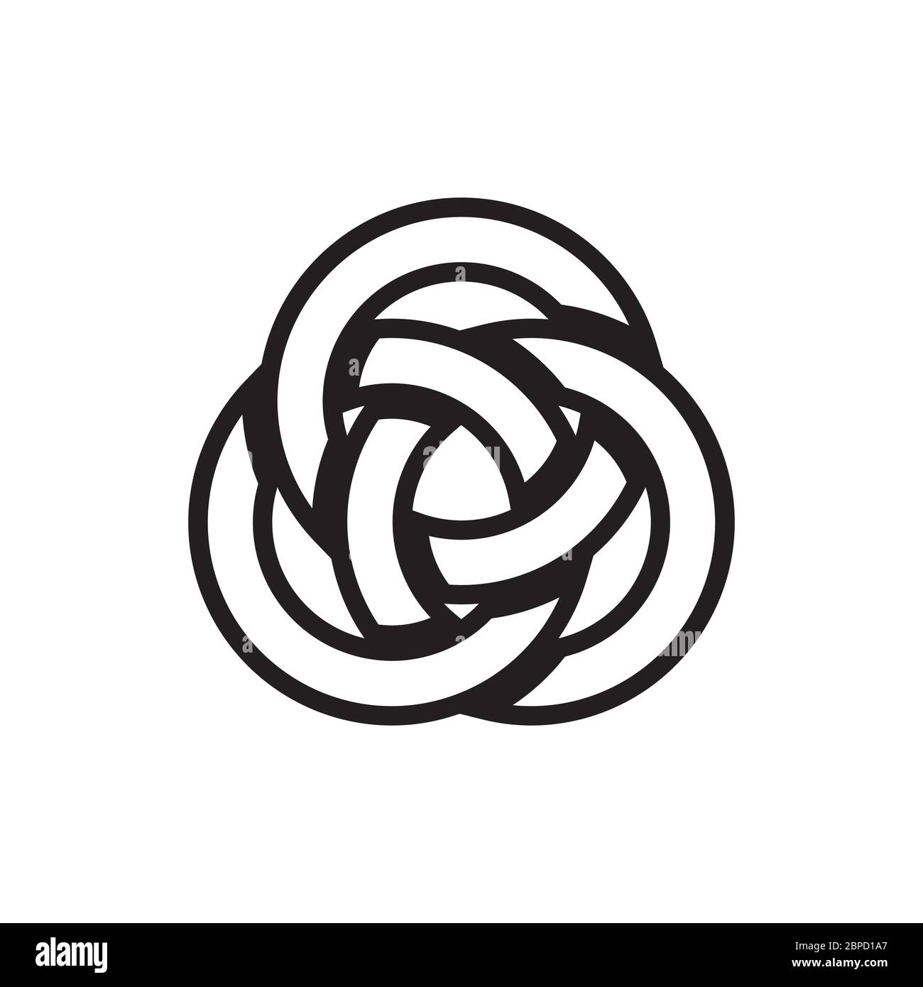 interlocked circle line, celtic knot circle vector concept isolated on white background Stock Vector