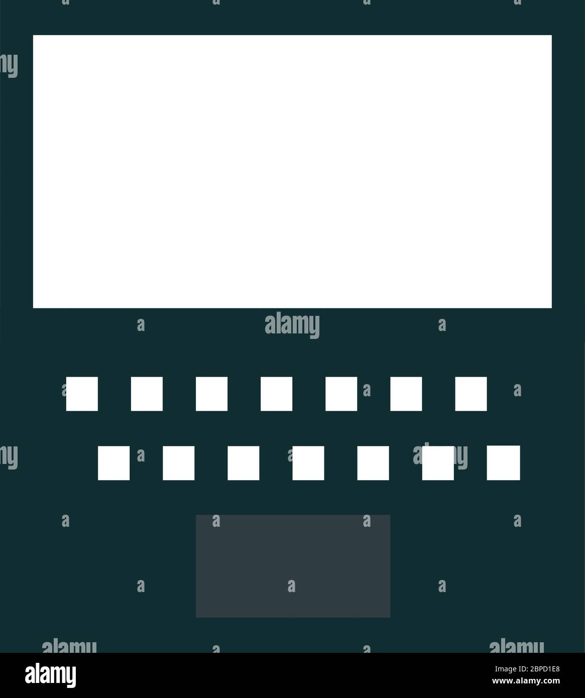 Block pixel rendered laptop keyboard & white display Stock Vector