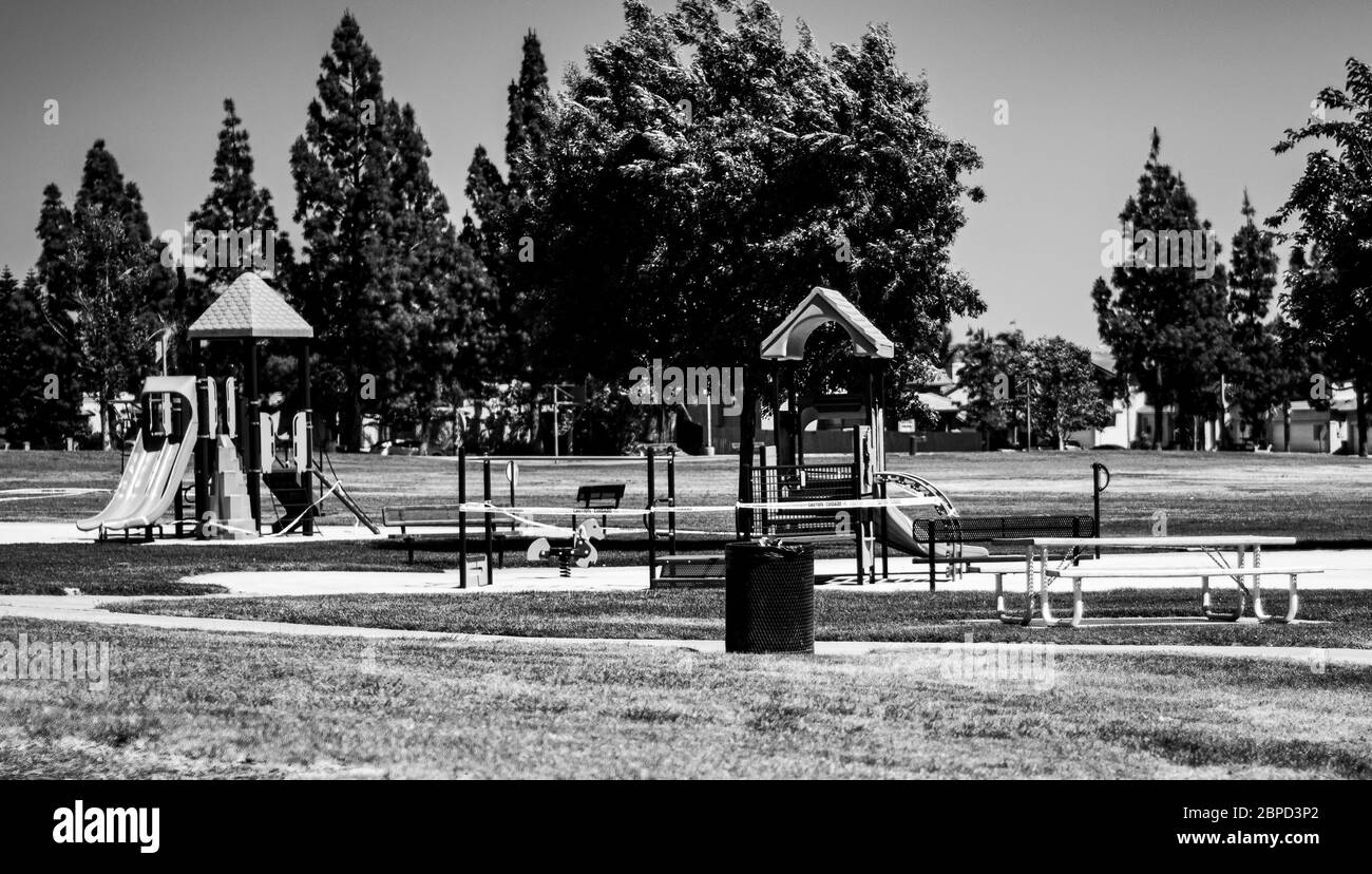 closed neighborhood playground Stock Photo