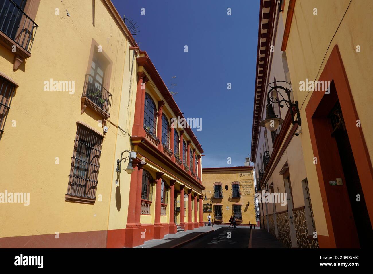 Empty small street with tourist and art shops, Cuernavaca, Mexico Stock Photo