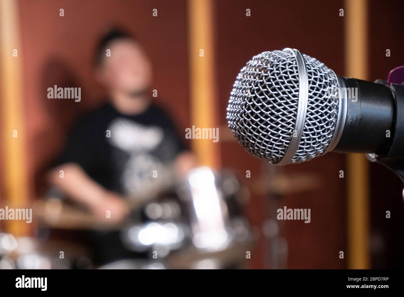 Microphone used by rock band Stock Photo Alamy