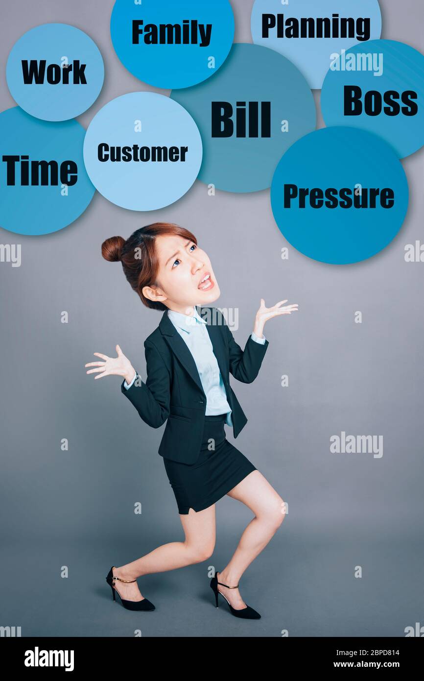 young business woman Working under pressure concepts Stock Photo