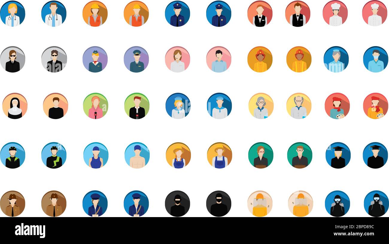 Professions icons over a white background Stock Vector