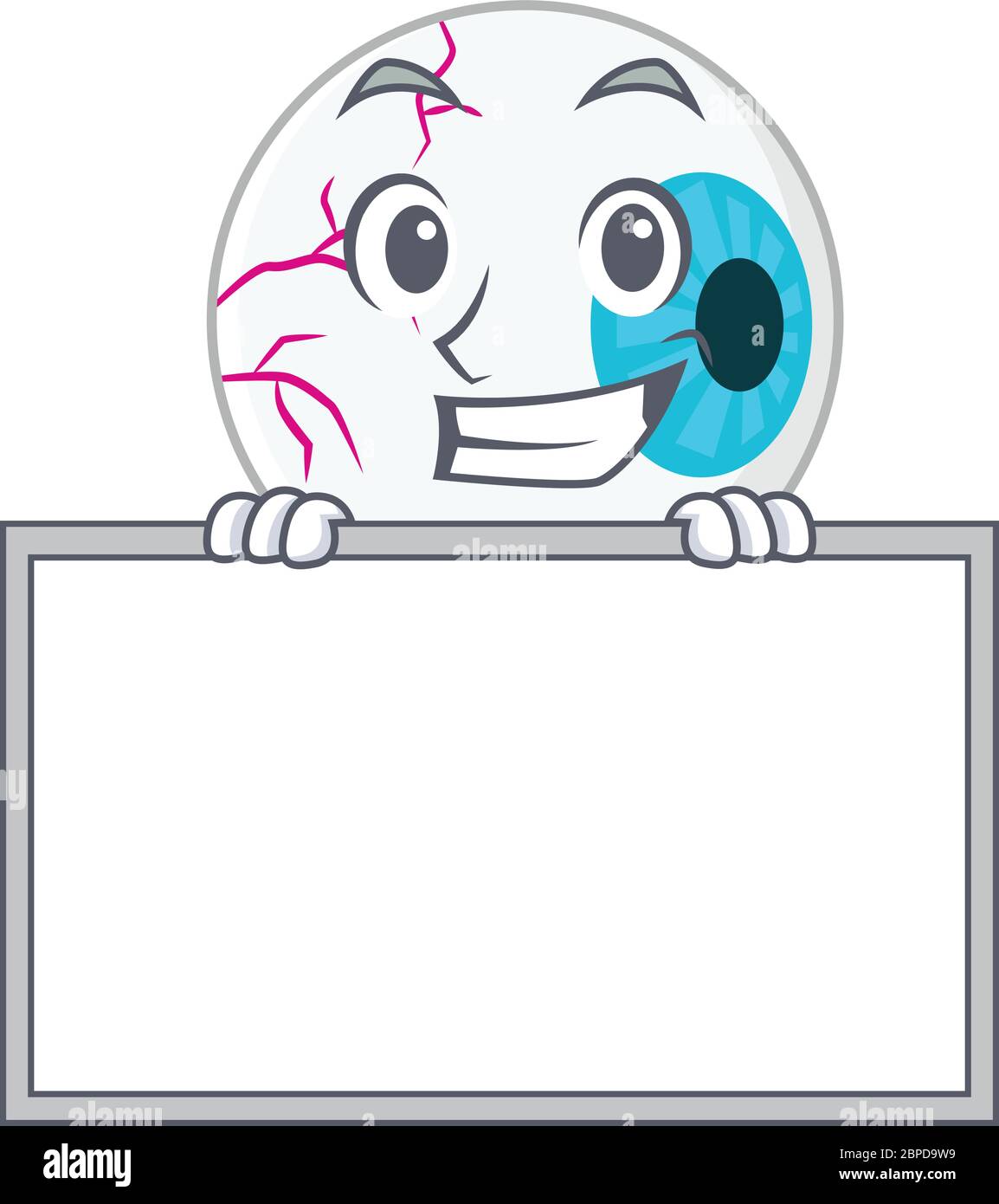 Eyeball Cartoon Design Style Standing Behind A Board Stock Vector Image Art Alamy