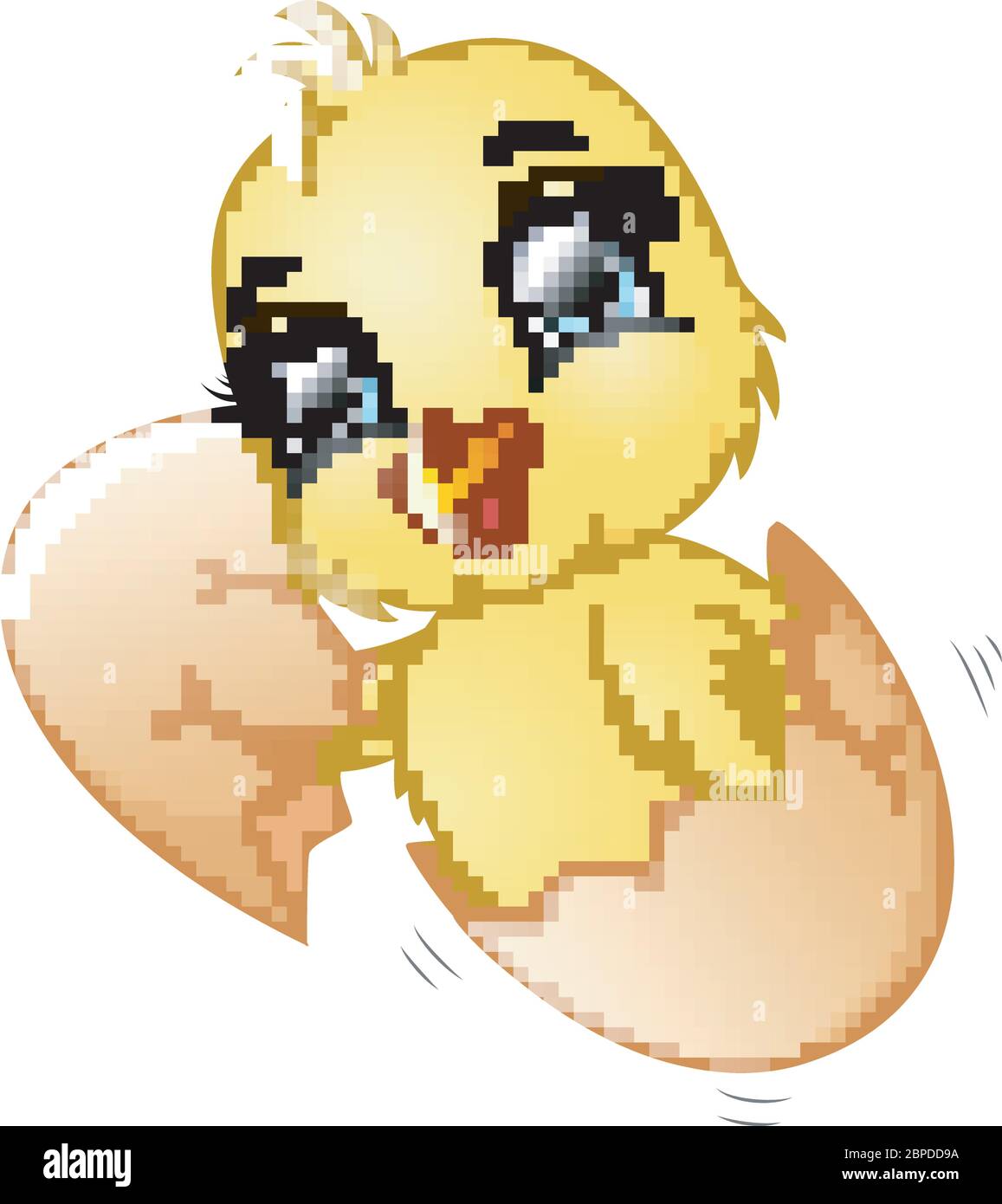 Cracked egg with cute chicks inside Stock Vector