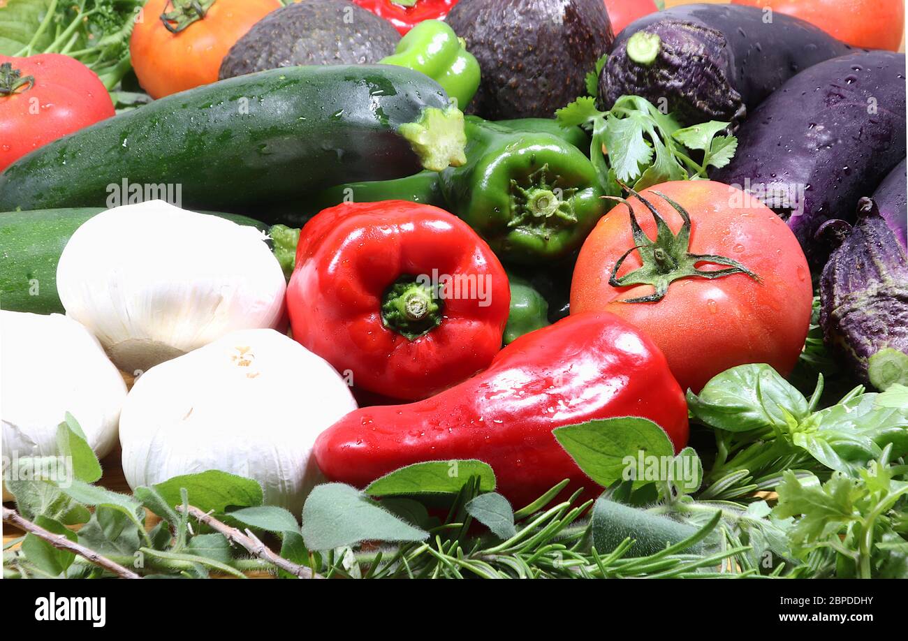 Fresh Mediterranean vegetables assortment Stock Photo Alamy