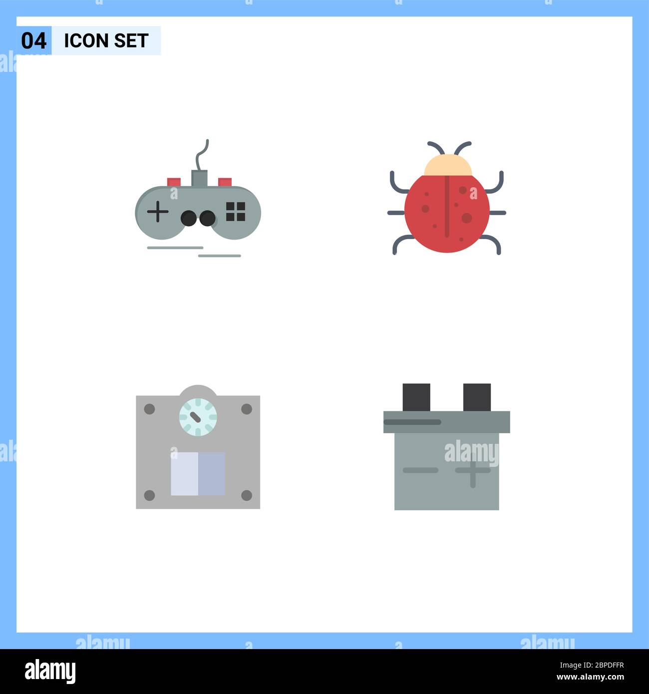 4 Creative Icons Modern Signs and Symbols of joystick, floor, gamepad, ladybug, weight Editable Vector Design Elements Stock Vector