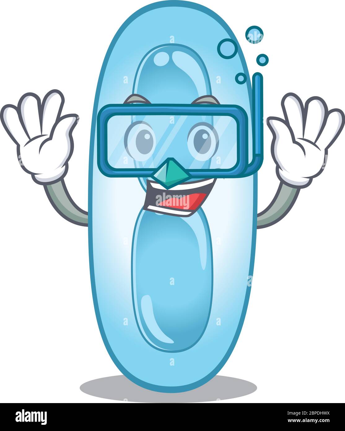Klebsiella pneumoniae mascot design swims with diving glasses Stock Vector