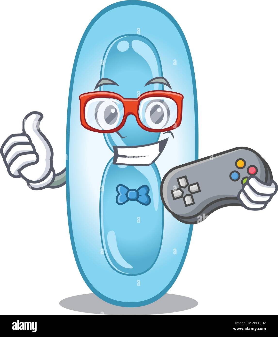 Mascot design style of klebsiella pneumoniae gamer playing with controller Stock Vector