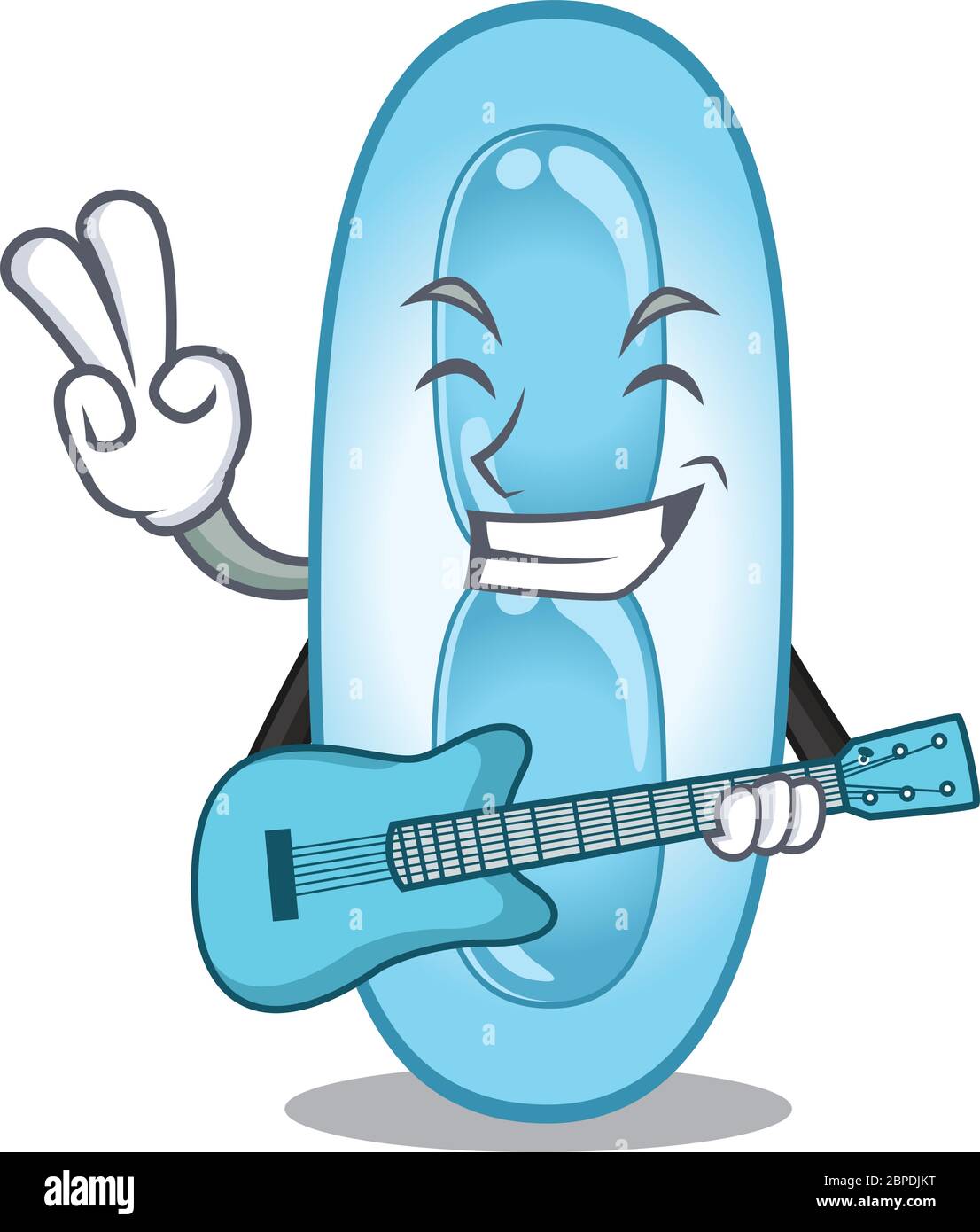 brilliant musician of klebsiella pneumoniae cartoon design playing music with a guitar Stock Vector