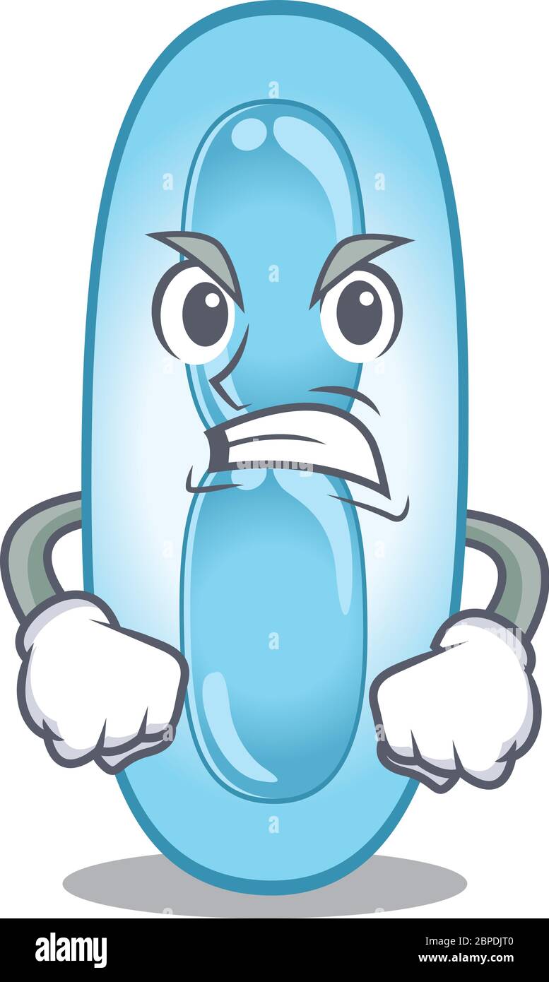 A cartoon picture of klebsiella pneumoniae showing an angry face Stock Vector