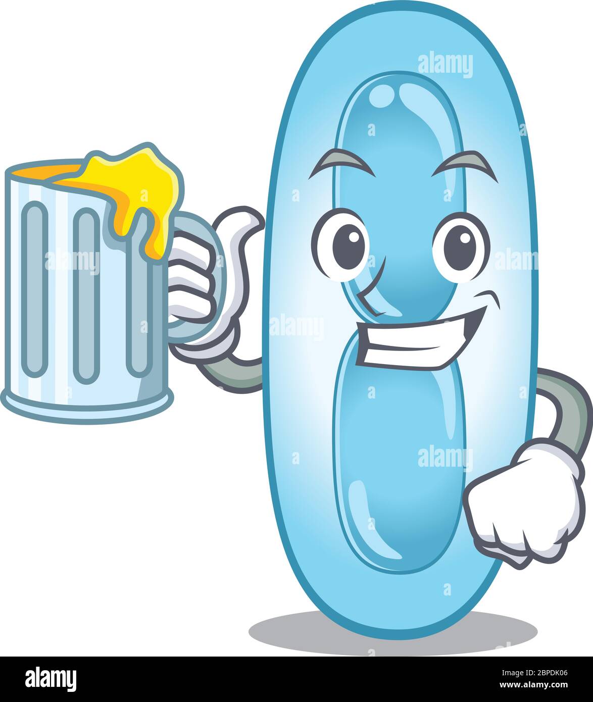 A cartoon concept of klebsiella pneumoniae with a glass of beer Stock Vector