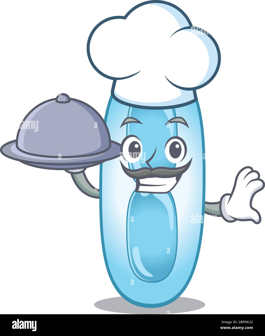 mascot design of klebsiella pneumoniae chef serving food on tray Stock Vector