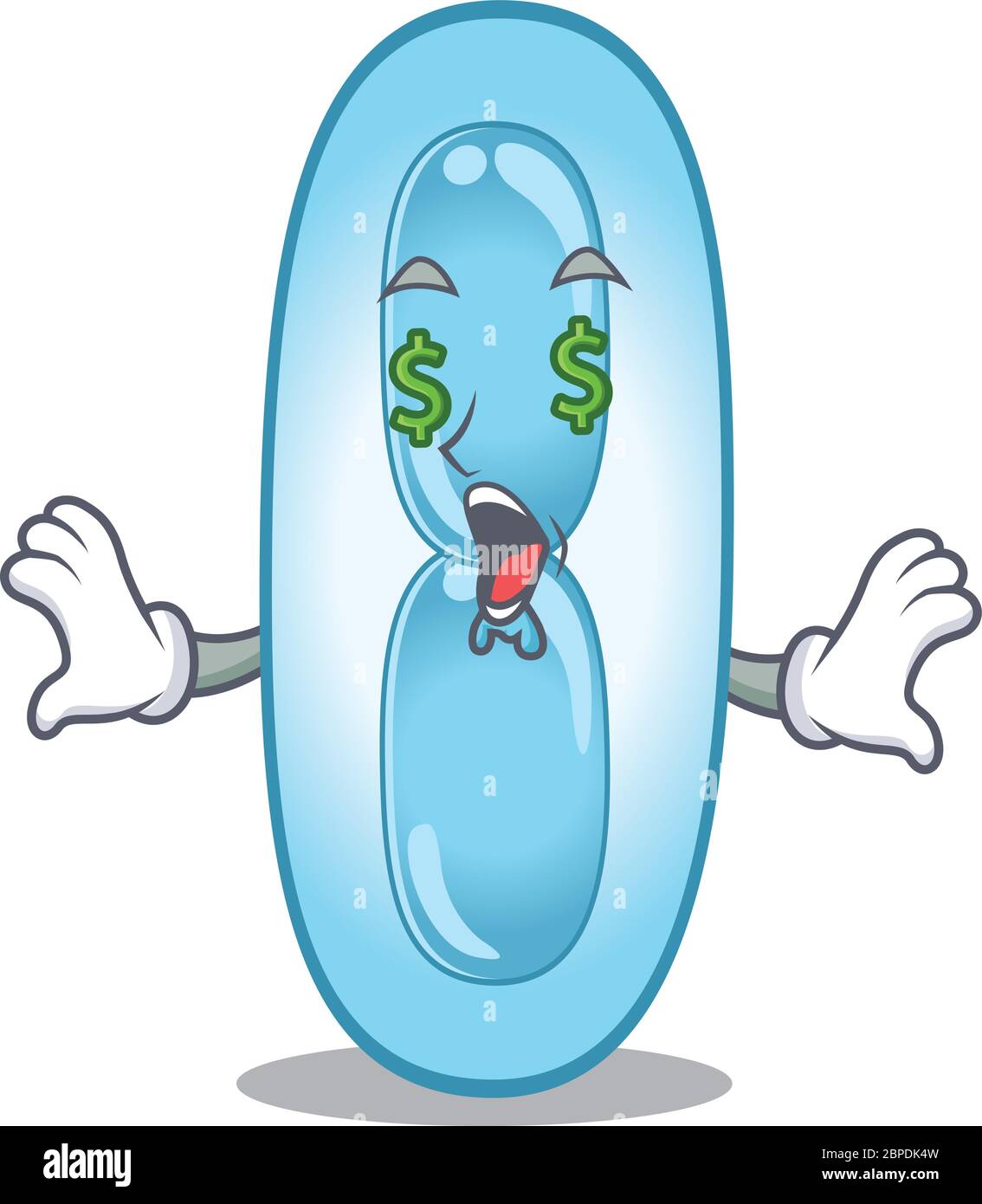 wealthy cartoon character concept of klebsiella pneumoniae with money eyes Stock Vector