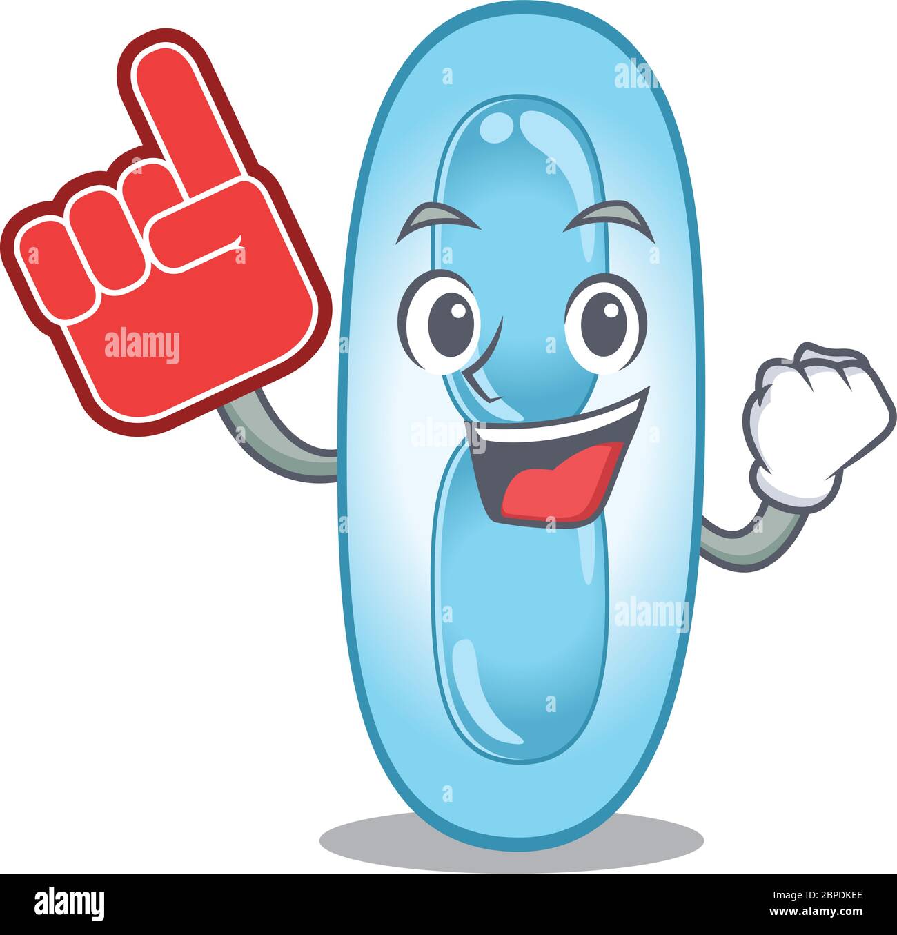 Klebsiella pneumoniae in cartoon drawing character design with Foam finger Stock Vector