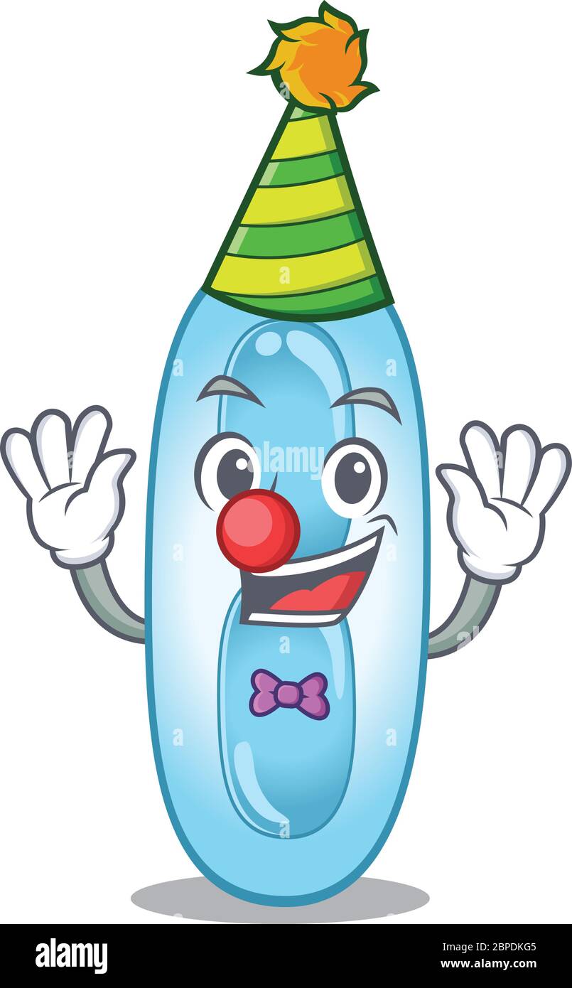smiley clown klebsiella pneumoniae cartoon character design concept Stock Vector