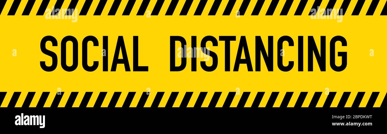 PSocial Distancing Yellow Warning Tape. Vector Illustration eps10 Stock Vector