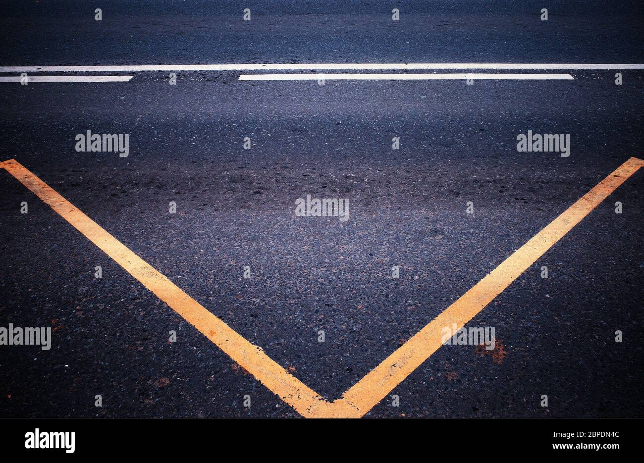 White and yellow road marking lines transport background Stock Photo