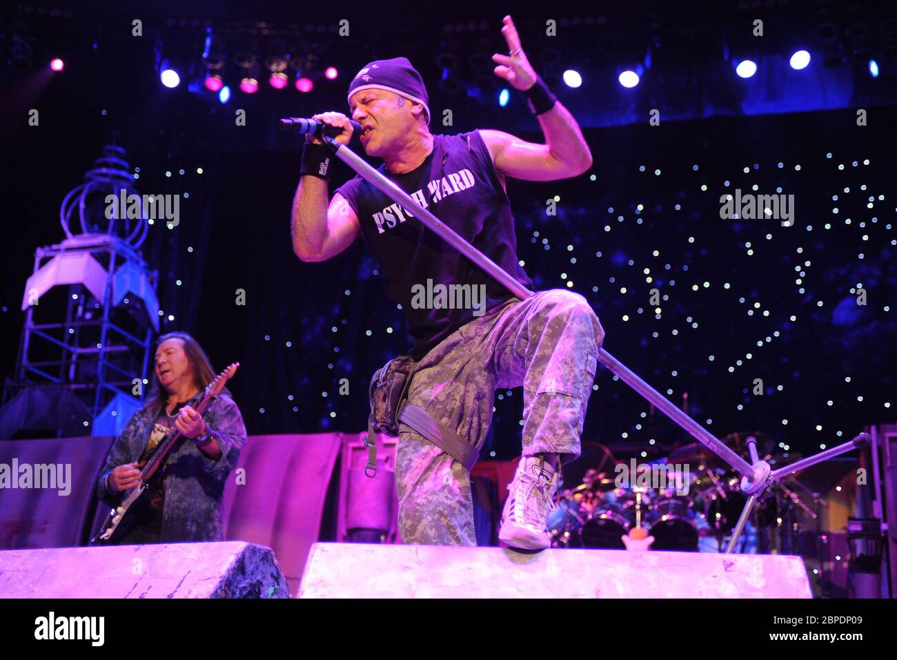 Tampa, United States Of America. 21st Apr, 2011. SMG FL5 Bruce Dickinson Dave Murray Iron Maiden Tampa 041711 48.JPG TAMPA, FL - APRIL 17: Bruce Dickinson Dave Murray of Iron Maiden performs on the Final Frontier tour at the St Pete Times Forum on April 17, 2011 in Tampa Florida. ( Credit: Storms Media Group/Alamy Live News Stock Photo