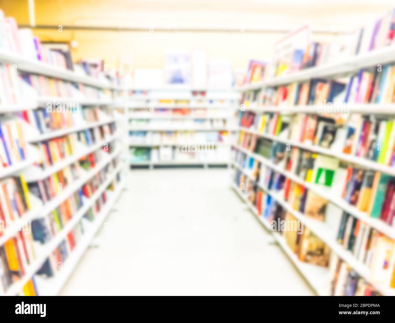 book aisle,some scene in thrift store.-blurred.. Stock Photo