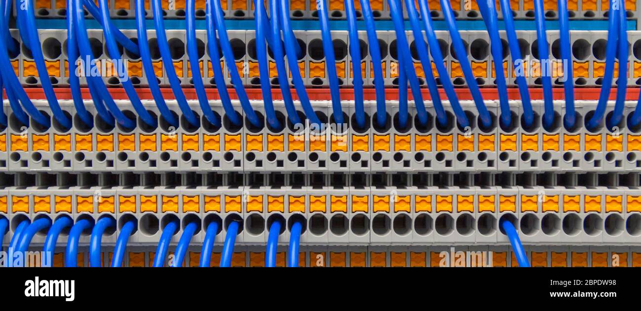 Terminal of control . Control panel assembly with wire and terminal box ...