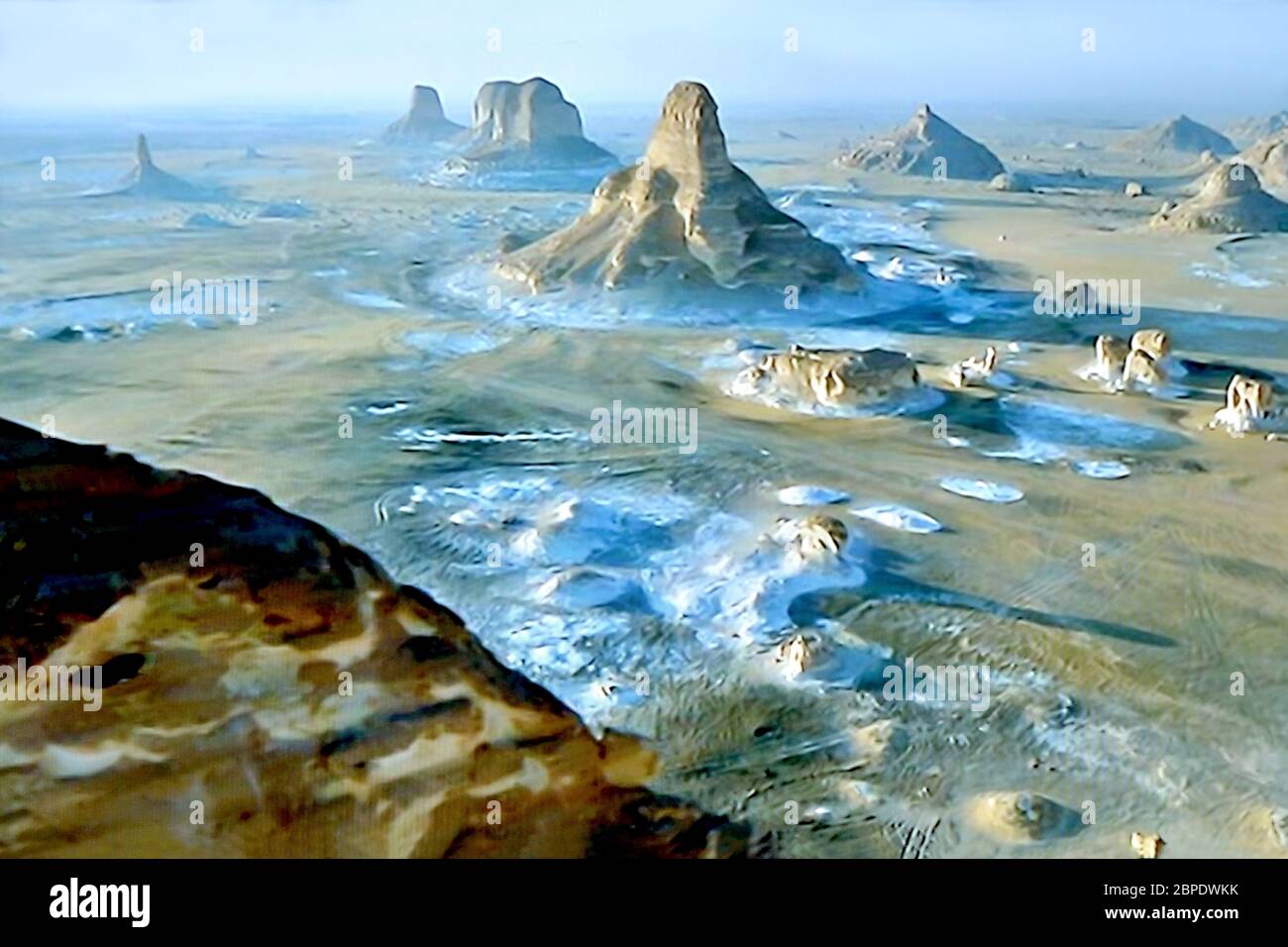 view of White desert formations - white desert Egypt Stock Photo