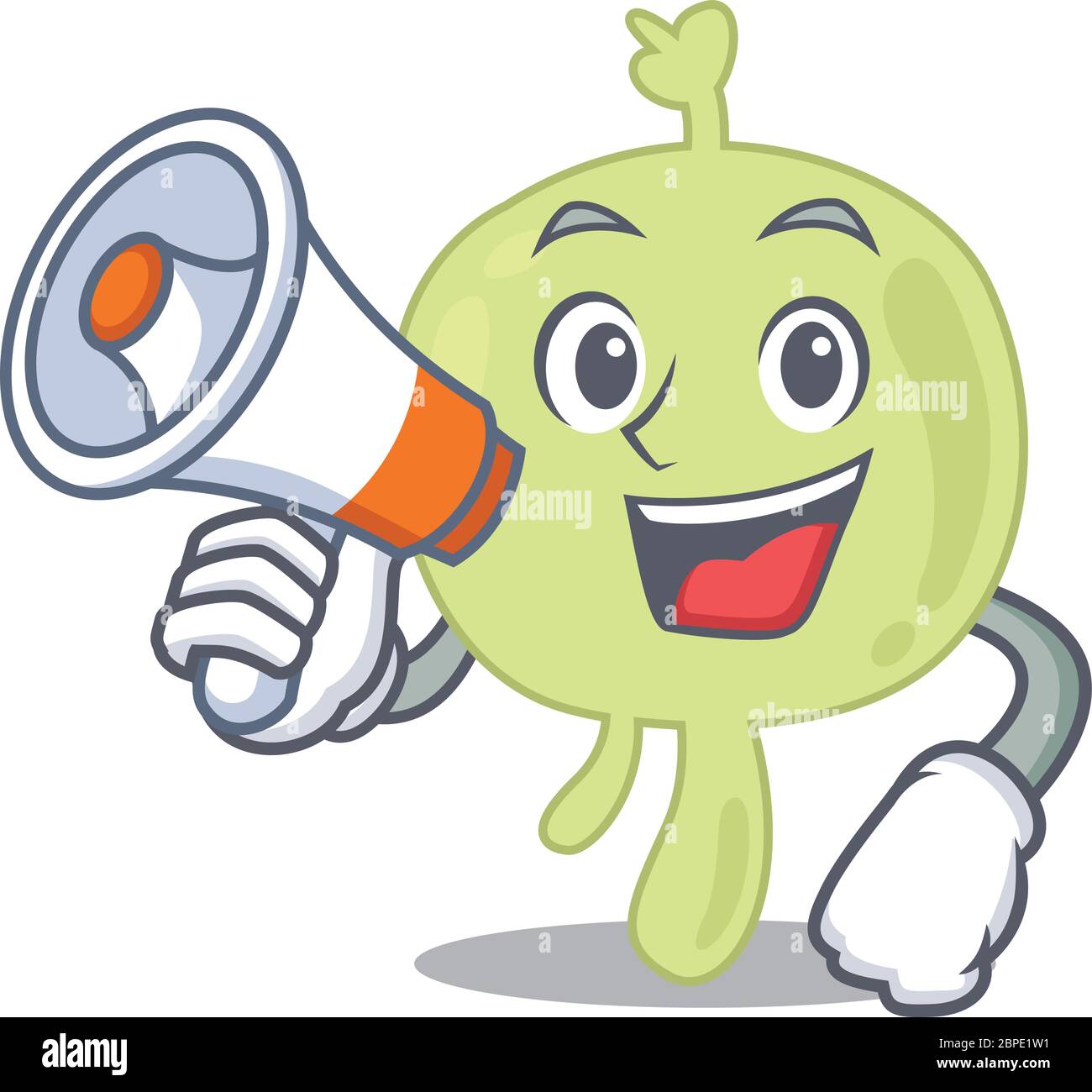 Mascot design of lymph node announcing new products on a megaphone Stock Vector