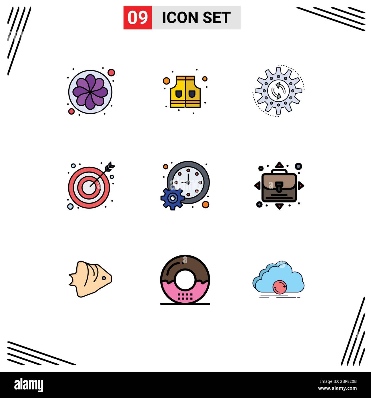 9 Creative Icons Modern Signs and Symbols of management, success, process, target, arrow Editable Vector Design Elements Stock Vector