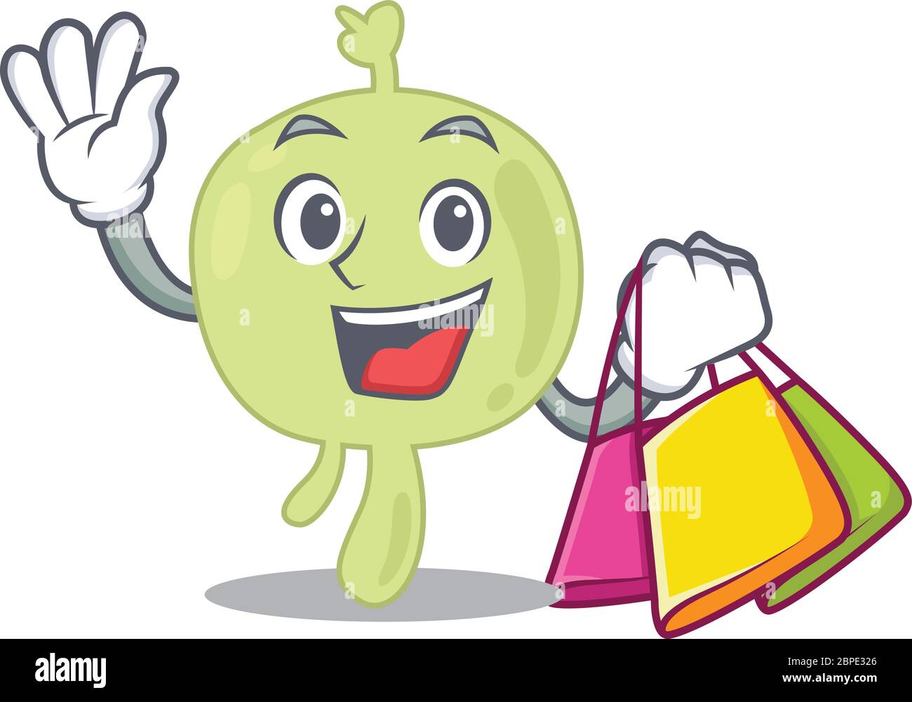 wealthy lymph node cartoon character with shopping bags Stock Vector