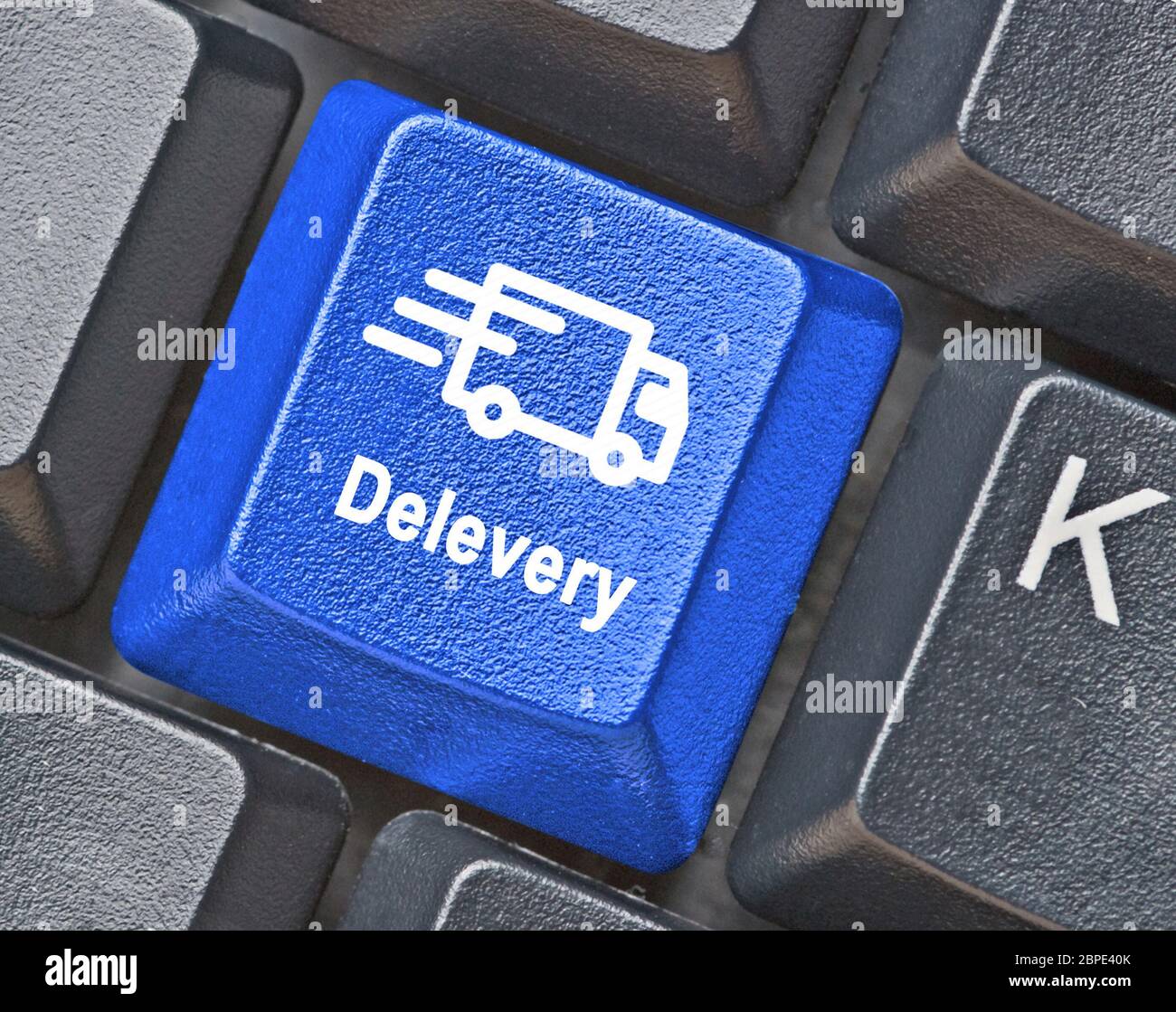 Keyboard with keys for delivery Stock Photo Alamy