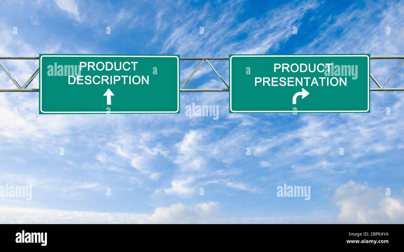 Green Road Sign to product description and product presentation Stock ...