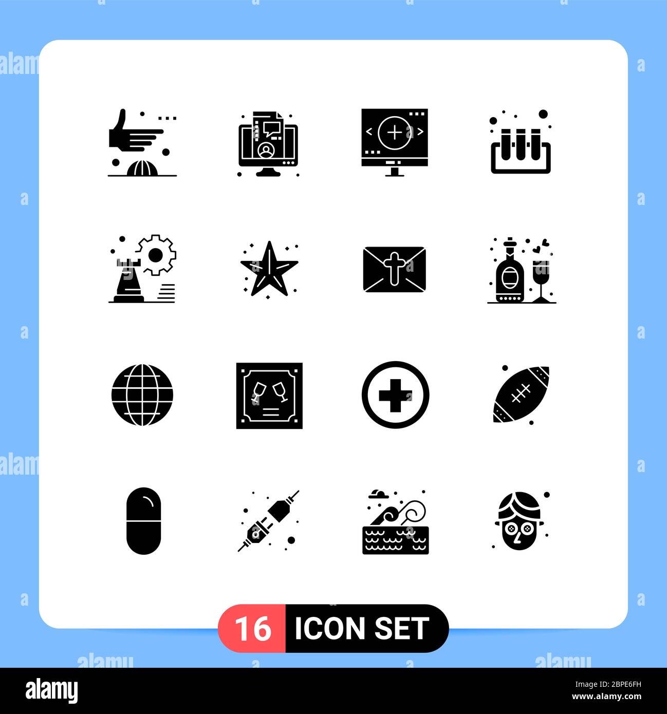 16 Creative Icons Modern Signs and Symbols of strategy, test, live, blood, magnifier Editable Vector Design Elements Stock Vector