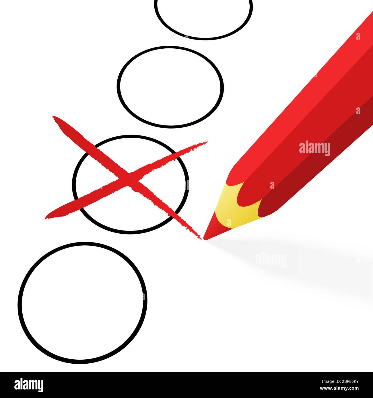 Choice: red pencil with cross - vector illustration Stock Photo