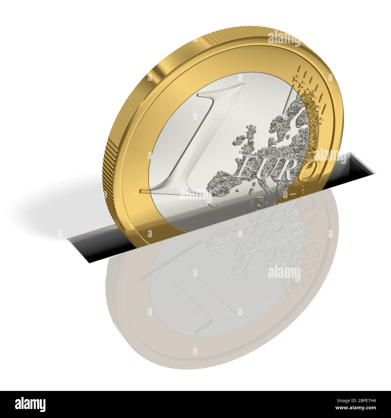 Eine Euro-Münze wird gespart Stock Photo