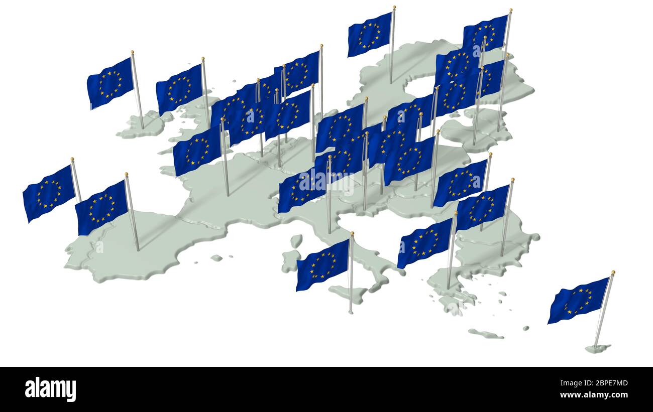 Europäische Union mit Europaflaggen 2 Stock Photo