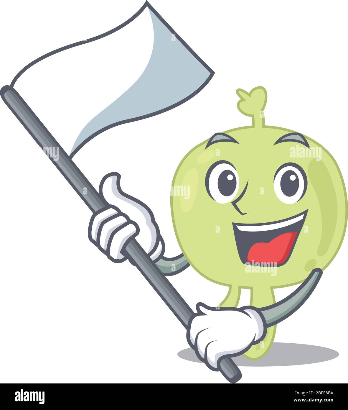 A heroic lymph node mascot character design with white flag Stock Vector