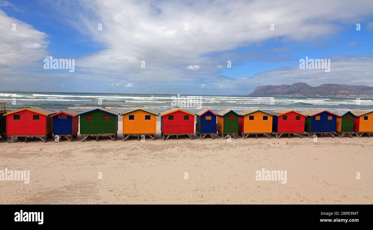 Strandhäuser in Muizenberg Südafrika Stock Photo