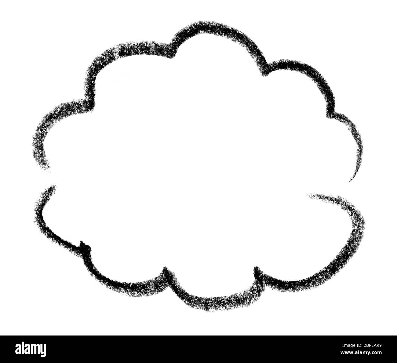 crayon-sketched cloud shape in white back Stock Photo