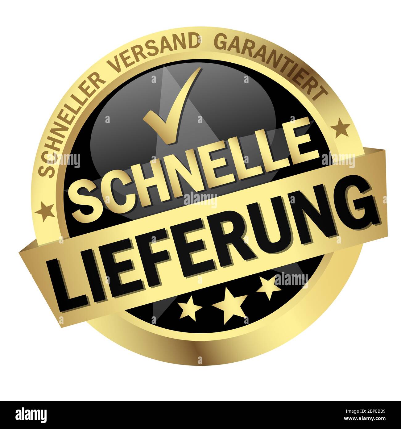 colored button with banner and text - Schnelle Lieferung Stock Photo
