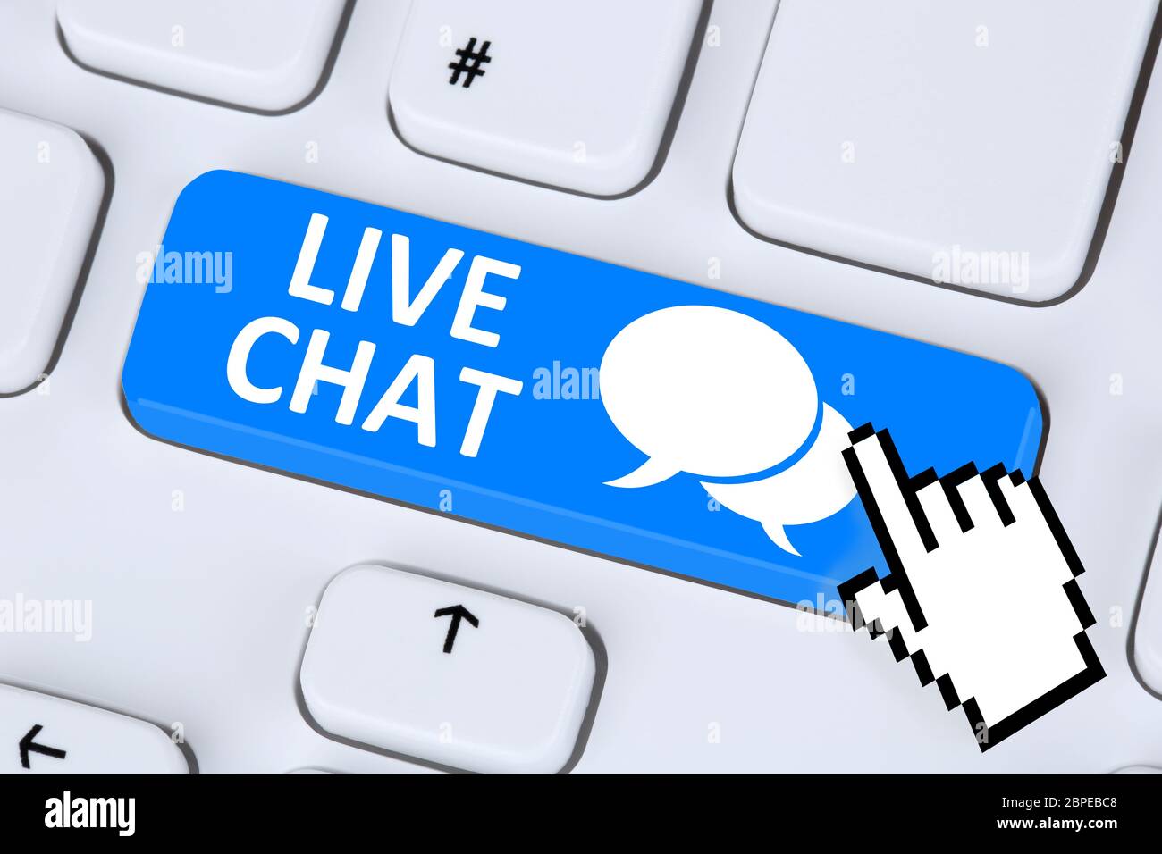 Live Chat Kontakt Kommunikation Service chatten Nachricht Message Kundendienst Information Stock Photo