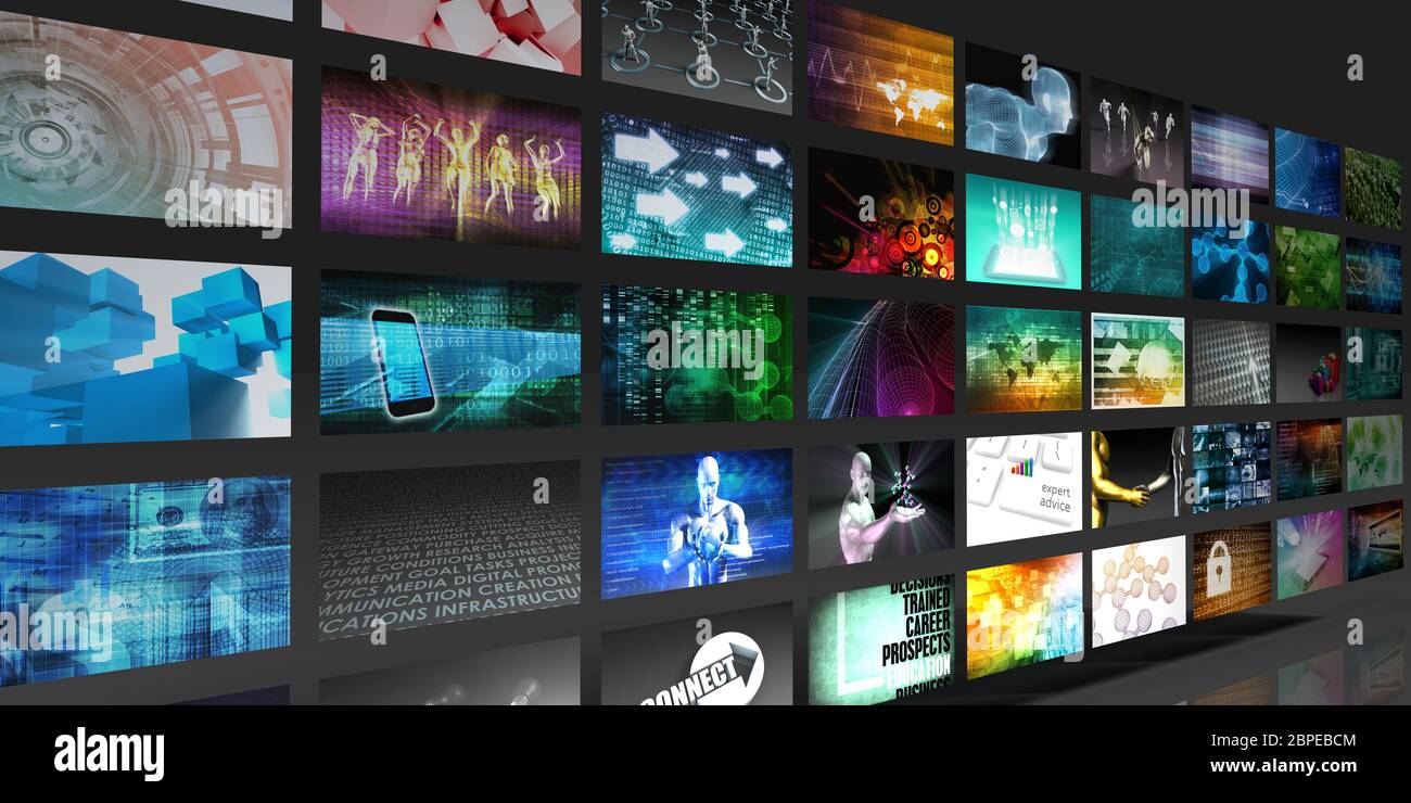 Video Screens Abstract Background for Multimedia Concept Stock Photo
