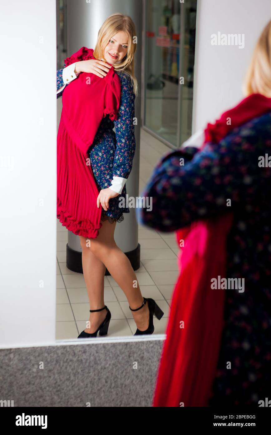 red dress in store