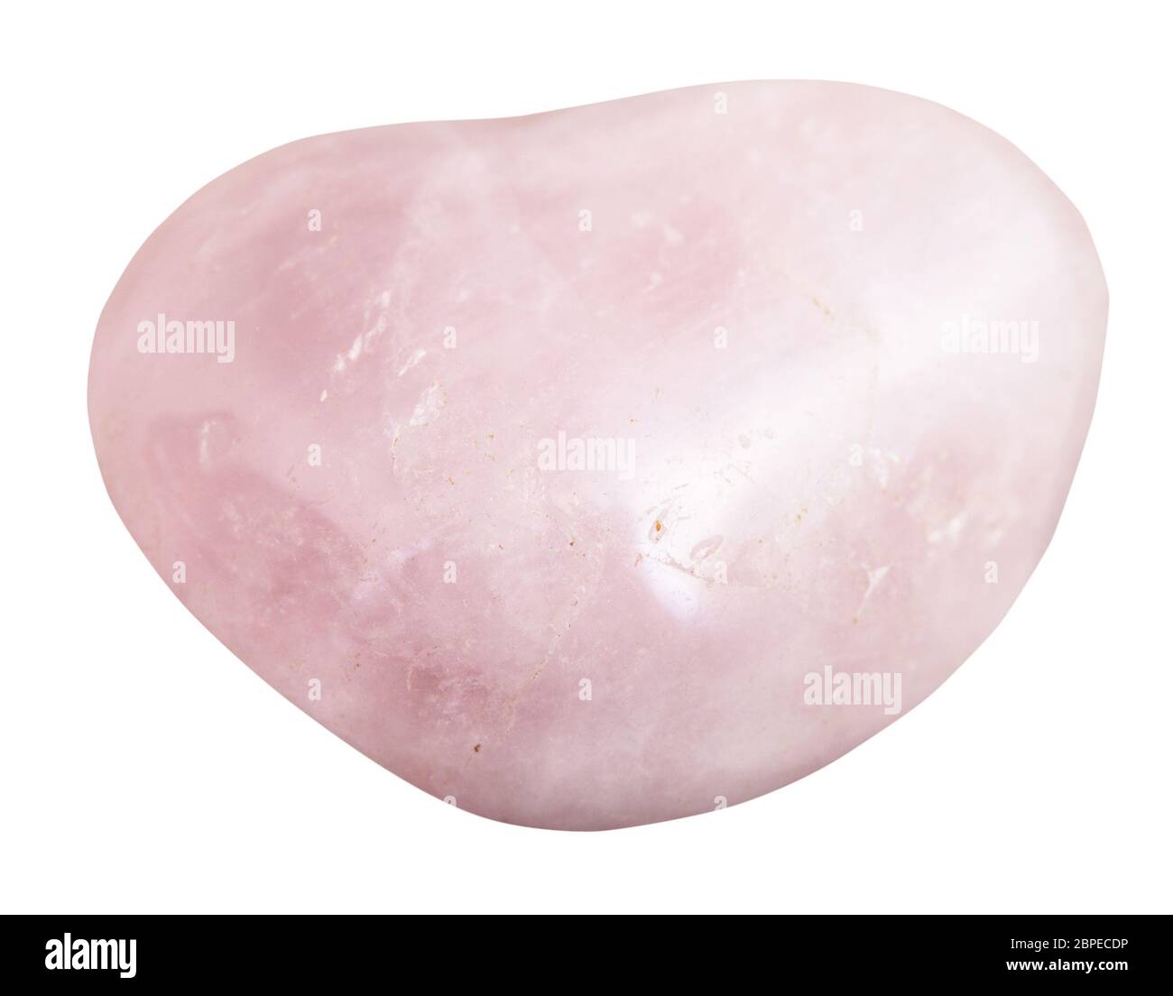 macro shooting of natural gemstone - pebble of rose quartz mineral gem stone isolated on white background Stock Photo