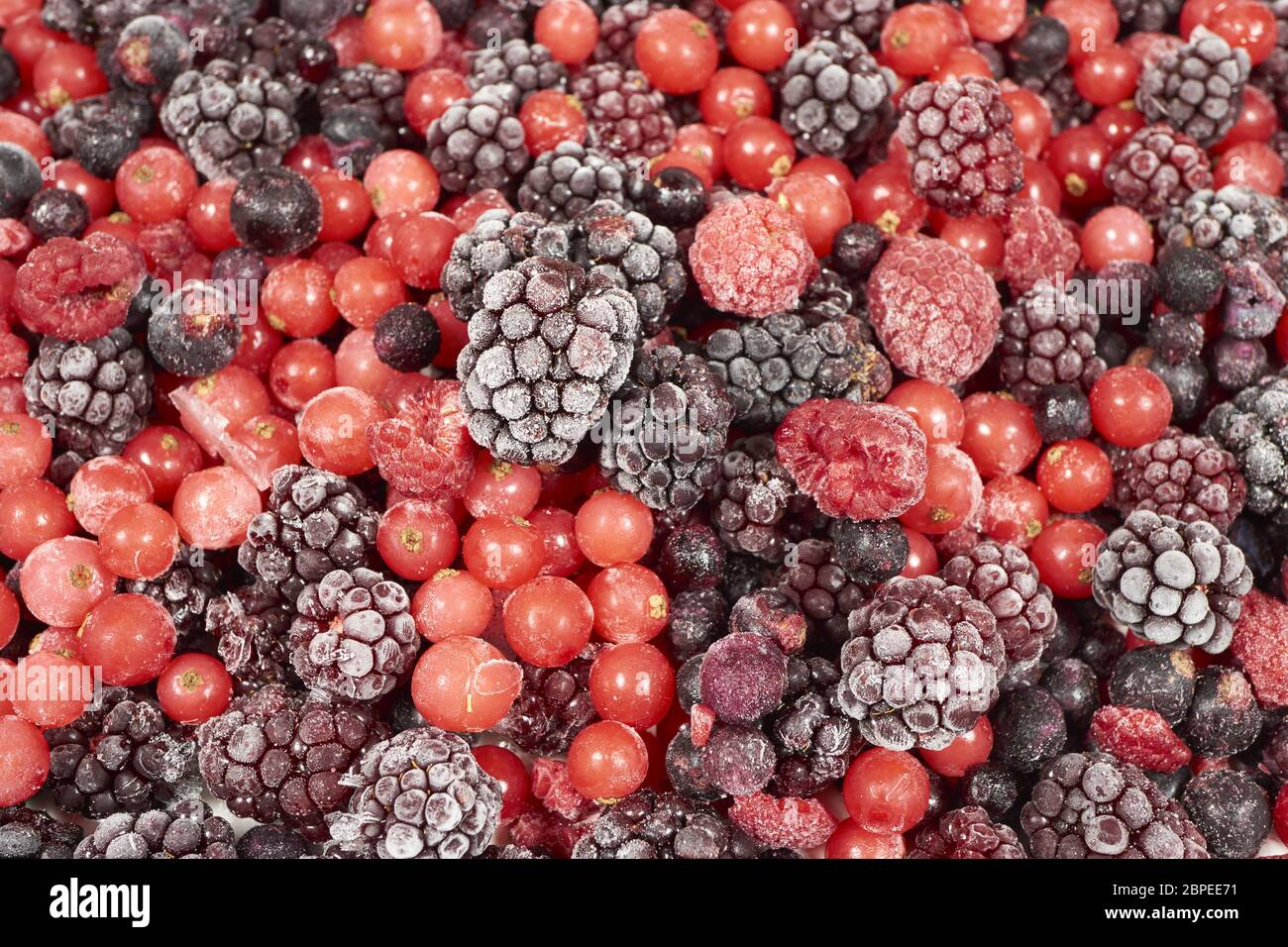 Hintergrund aus vielen gefrorenen Beerenfrüchten Stock Photo