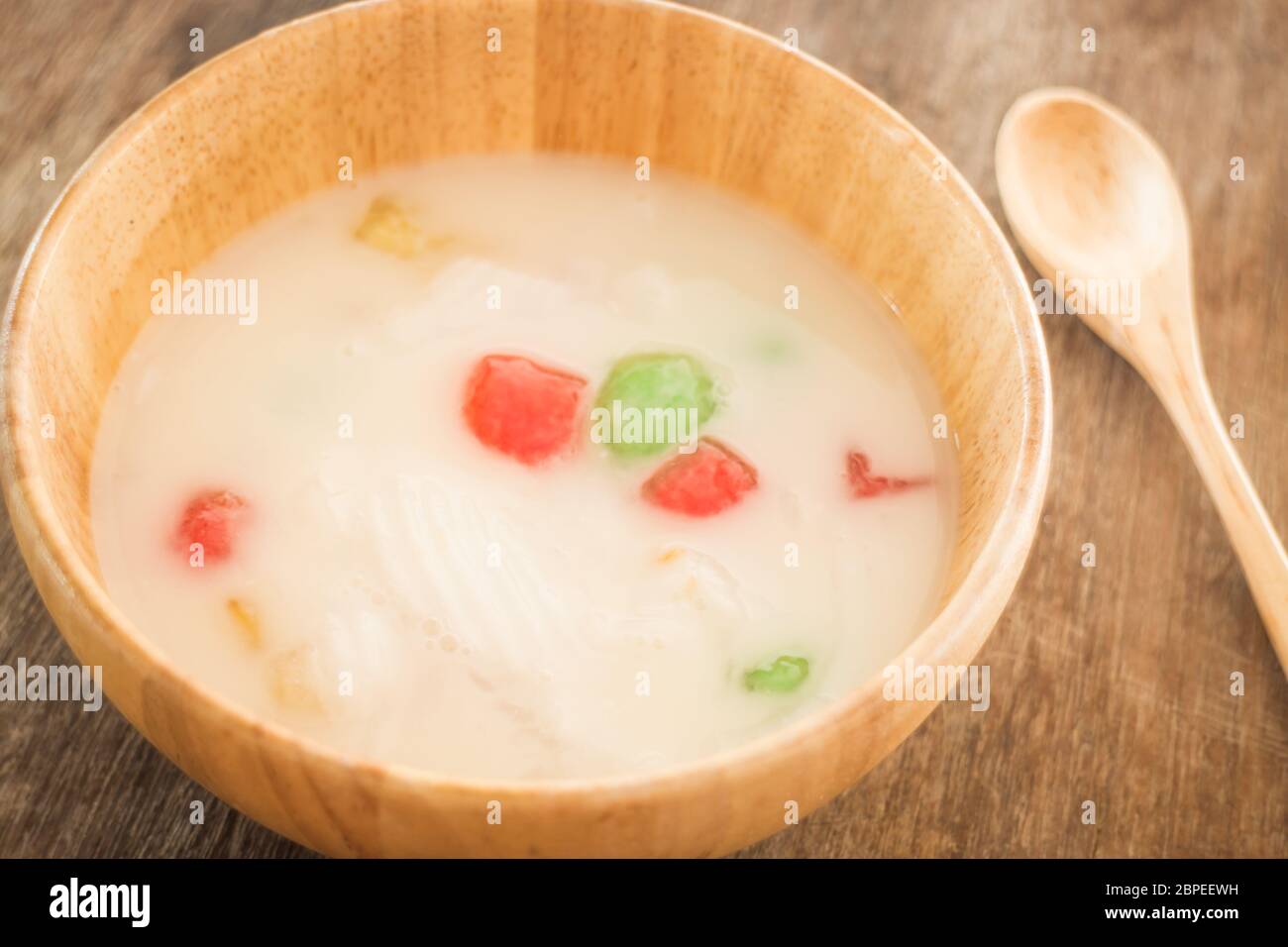 Water chestnut coated with tapioca starch in coconut cream, stock photo