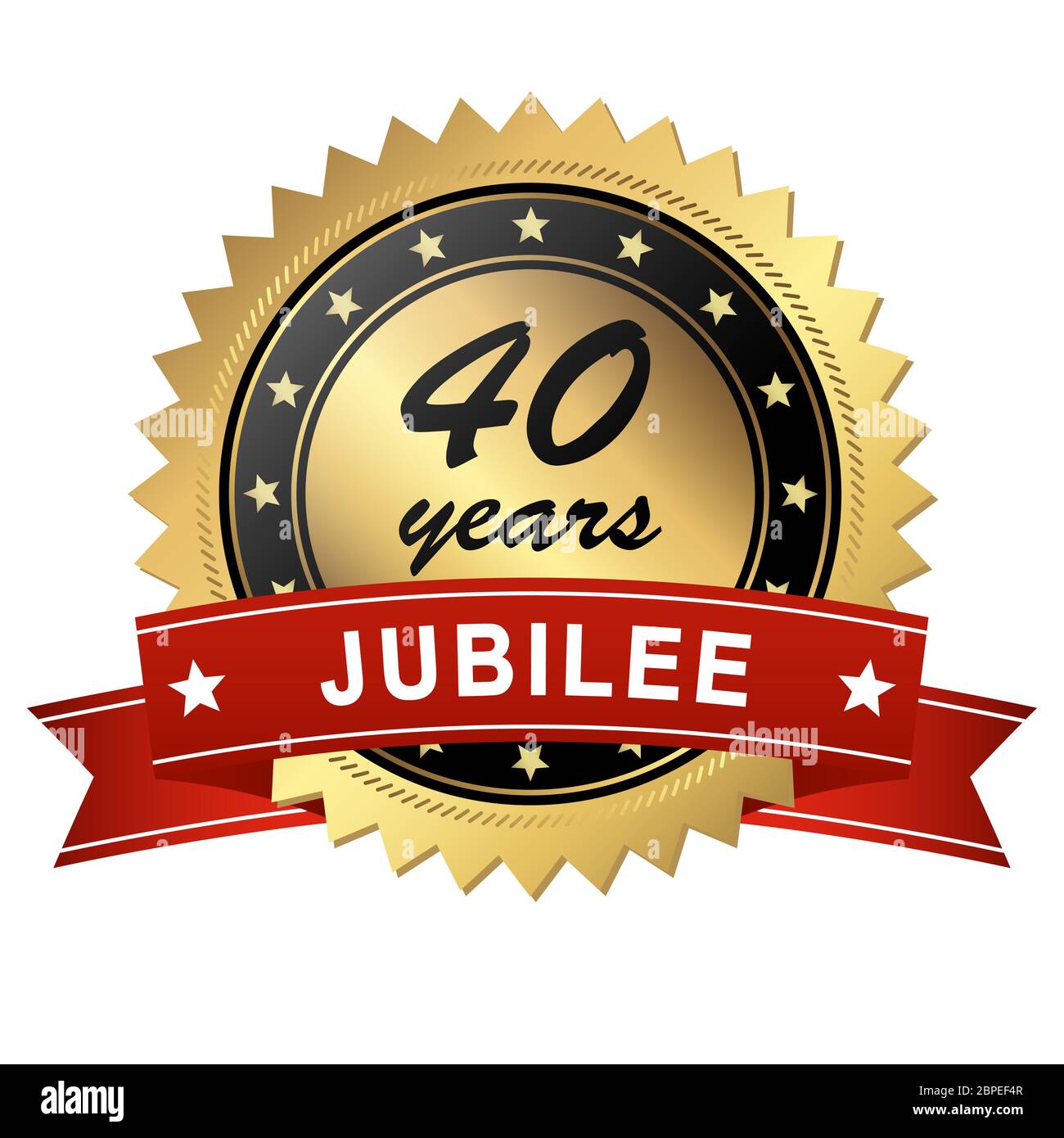 golden jubilee medallion with red banner for 40 years Stock Photo
