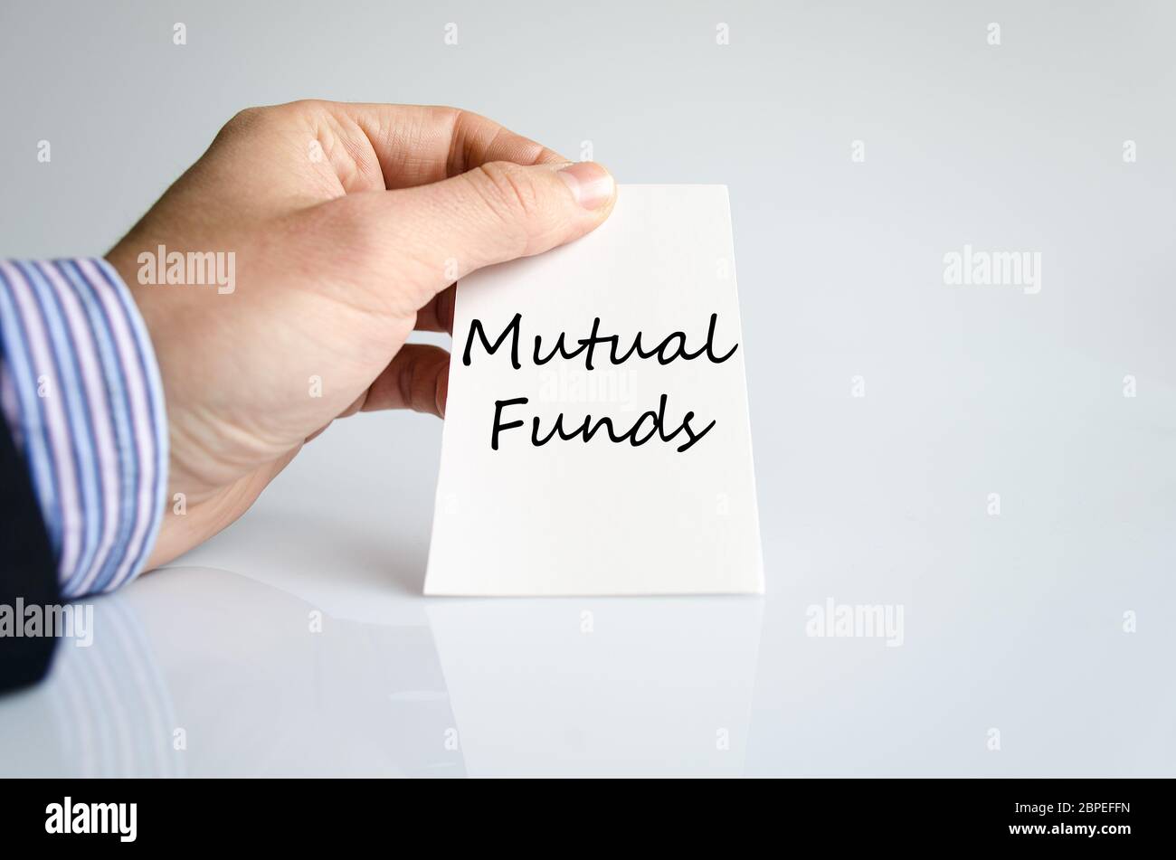 Mutual funds text concept isolated over white background Stock Photo