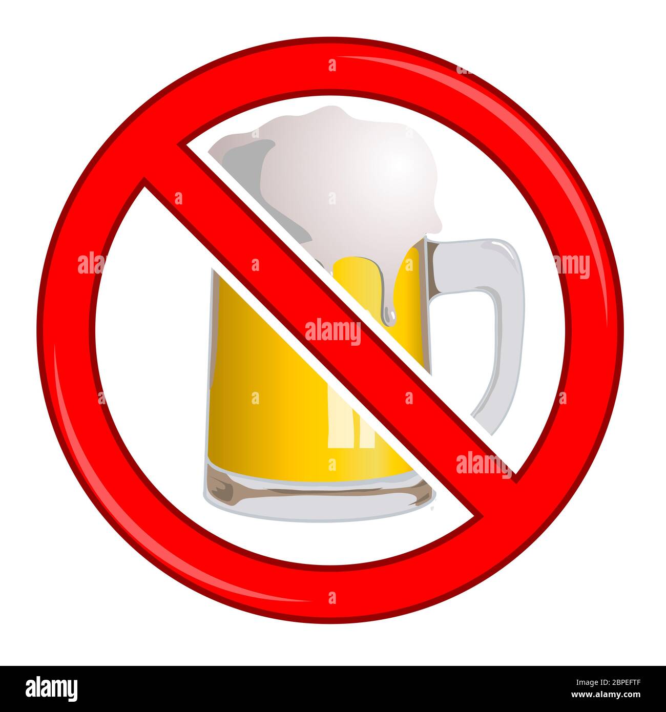 No Beer Sign Isolated on White Background. No Alcohol Allowed Sign