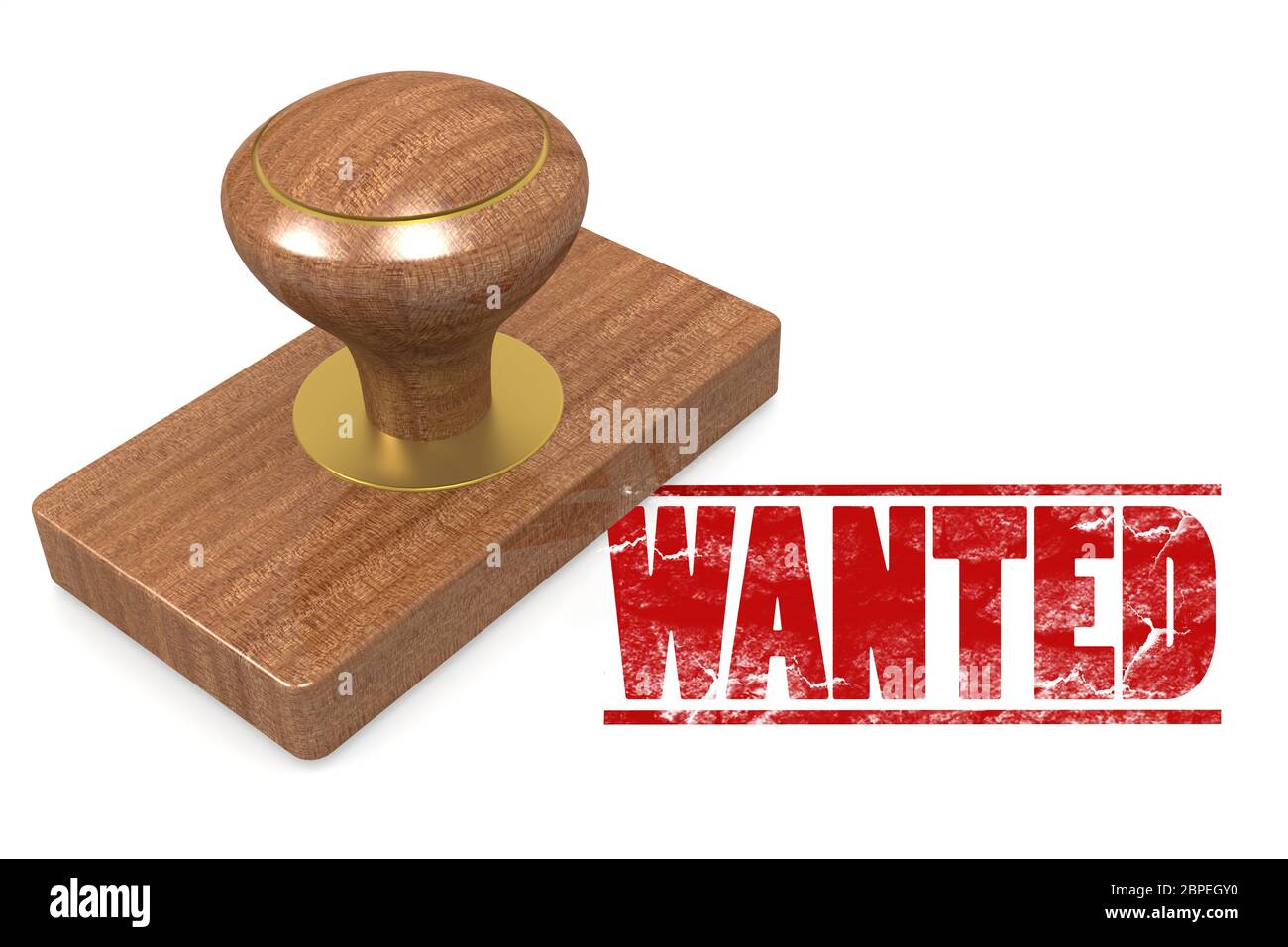 Wanted wooded seal stamp image, 3D rendering Stock Photo