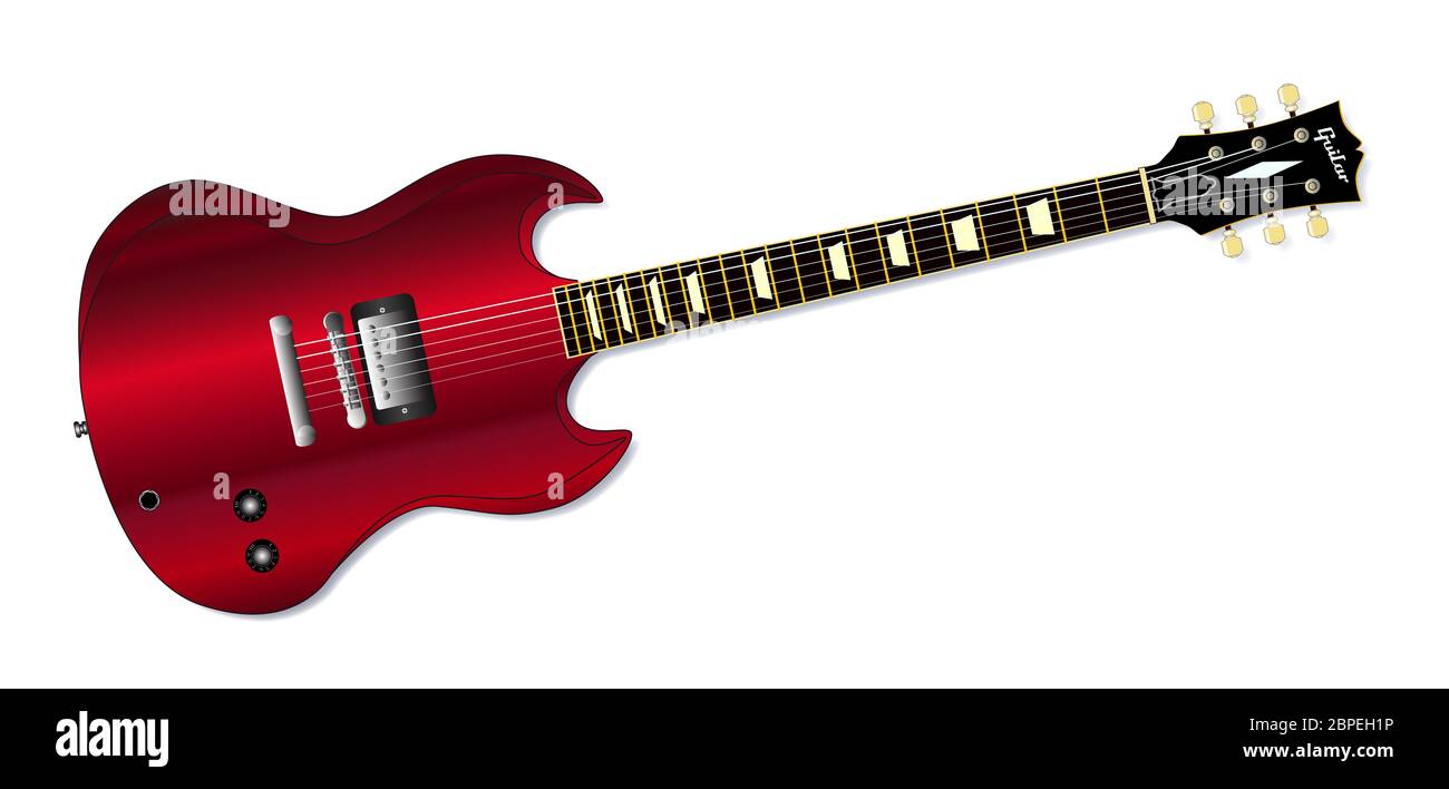 A solid body electric guitar set in a white background Stock Photo Alamy